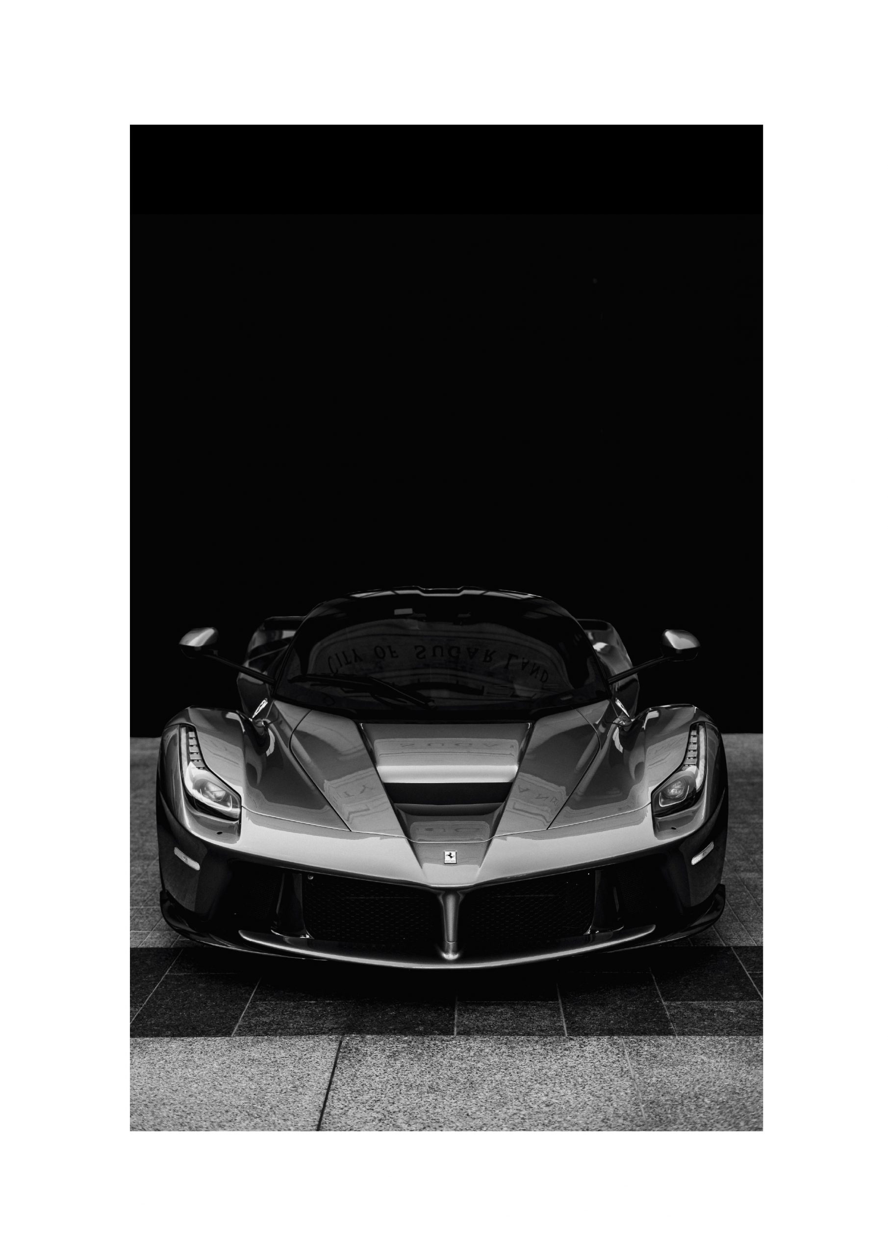 Ferarri LaFerrari Black & White Front View